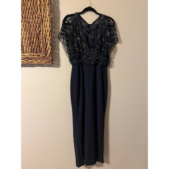 Aidan Mattox Dress 4 Blue Sequin Formal Long Maxi Cruise Party Wedding $450 NEW - Picture 16 of 16